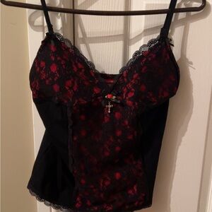 TD Black and Red Lace Camisole